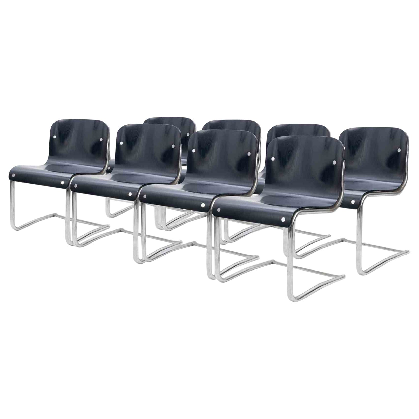 Set of 8 Chairs "T70 - 920" by Carlo Bartoli, 1970s For Sale