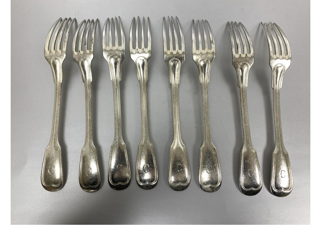 Hollywood Regency Set Of 8 Chambly Hotel Silver Dinner Forks From Carlyle Hotel en vente