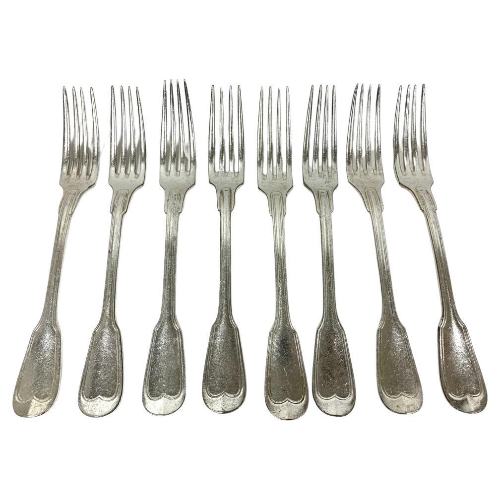 Set Of 8 Chambly Hotel Silver Dinner Forks From Carlyle Hotel en vente