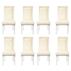 Charles Hollis Jones Set of 8 Lucite & Leather Dining Chairs 1970s