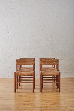Set of 8 Charlotte Perriand for Robert Sentou Dining Chairs