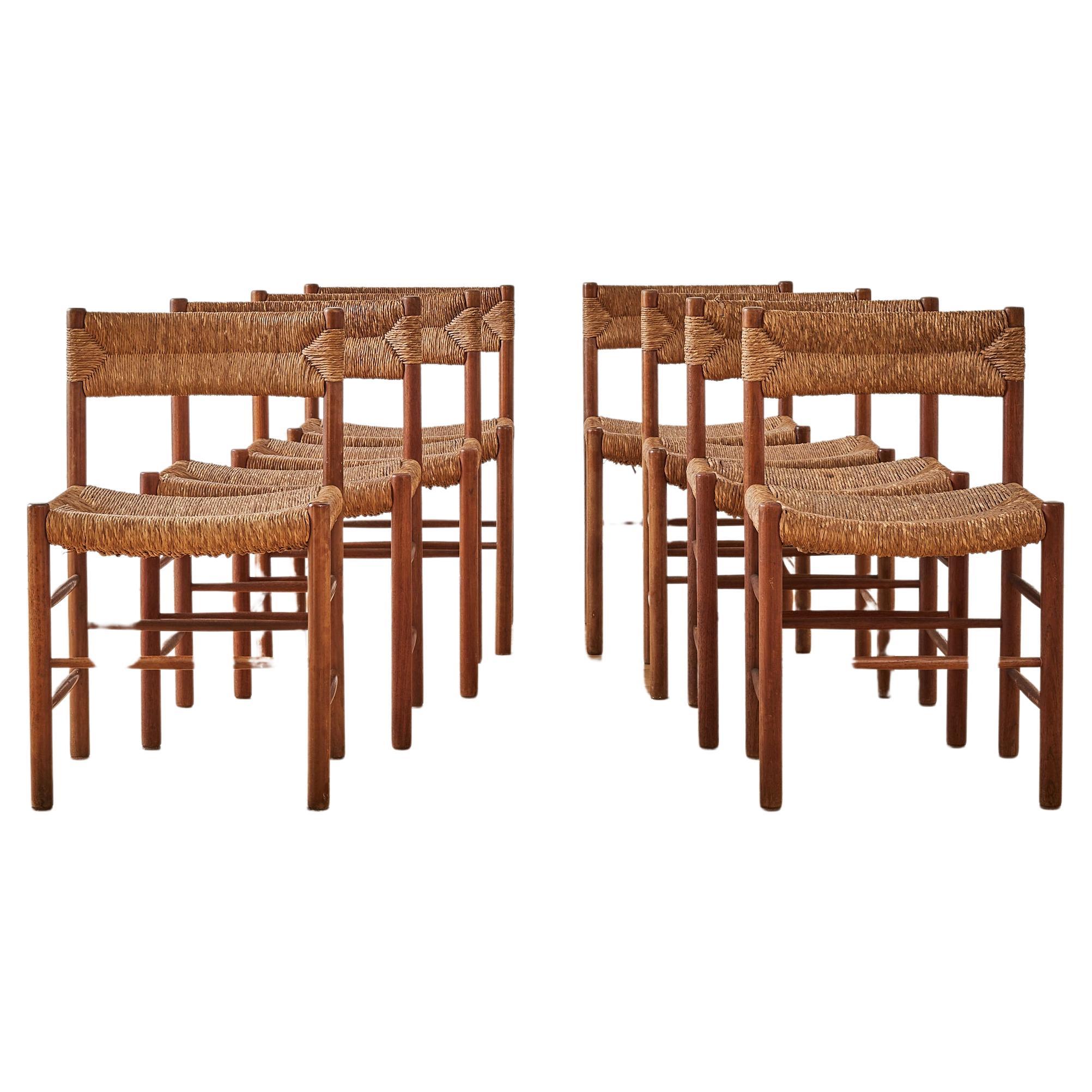 Set of 8 Charlotte Perriand for Robert Sentou Dining Chairs