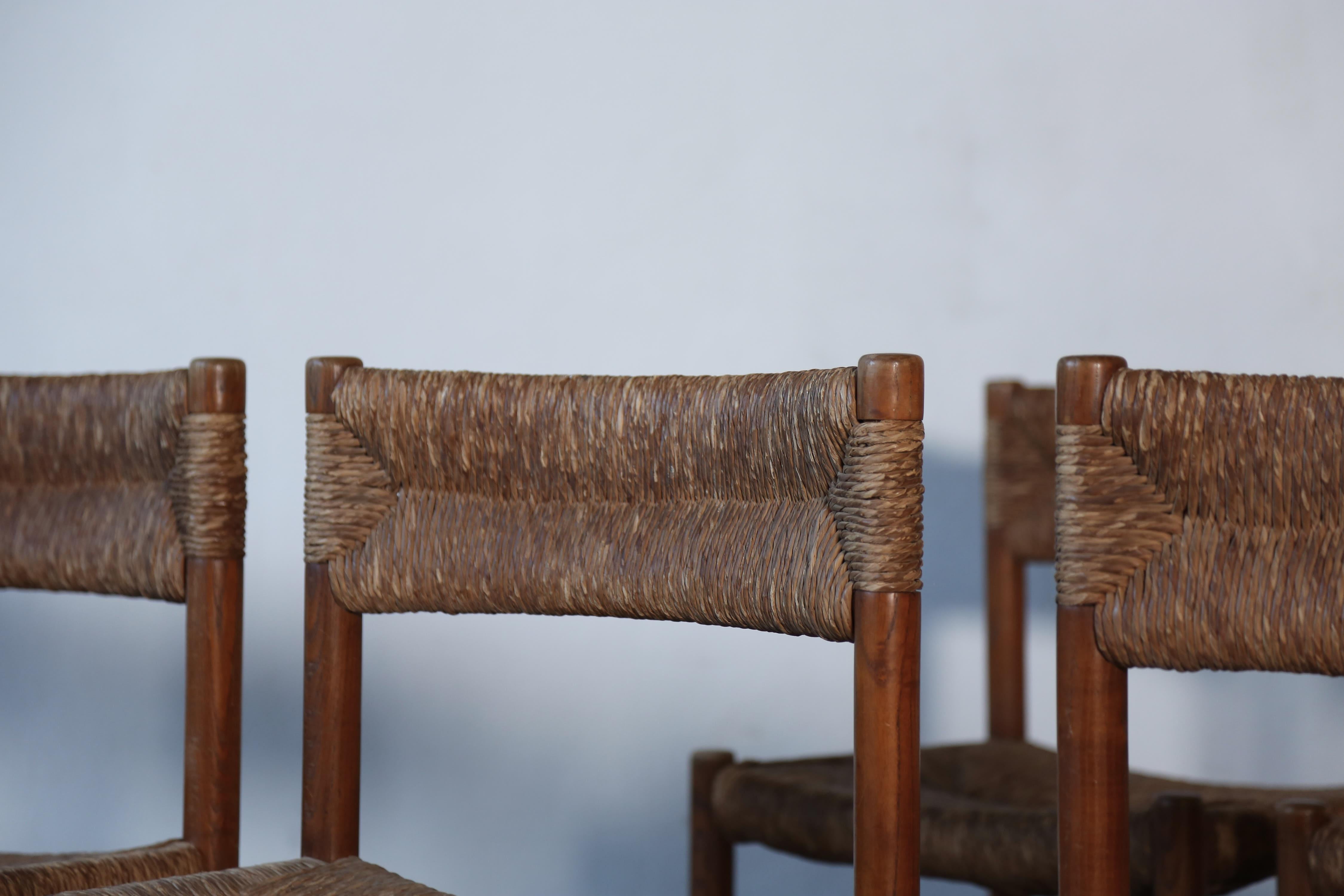 French Set of 8 Charlotte Perriand / Robert Sentou Dordogne Chairs, France, 1960s For Sale