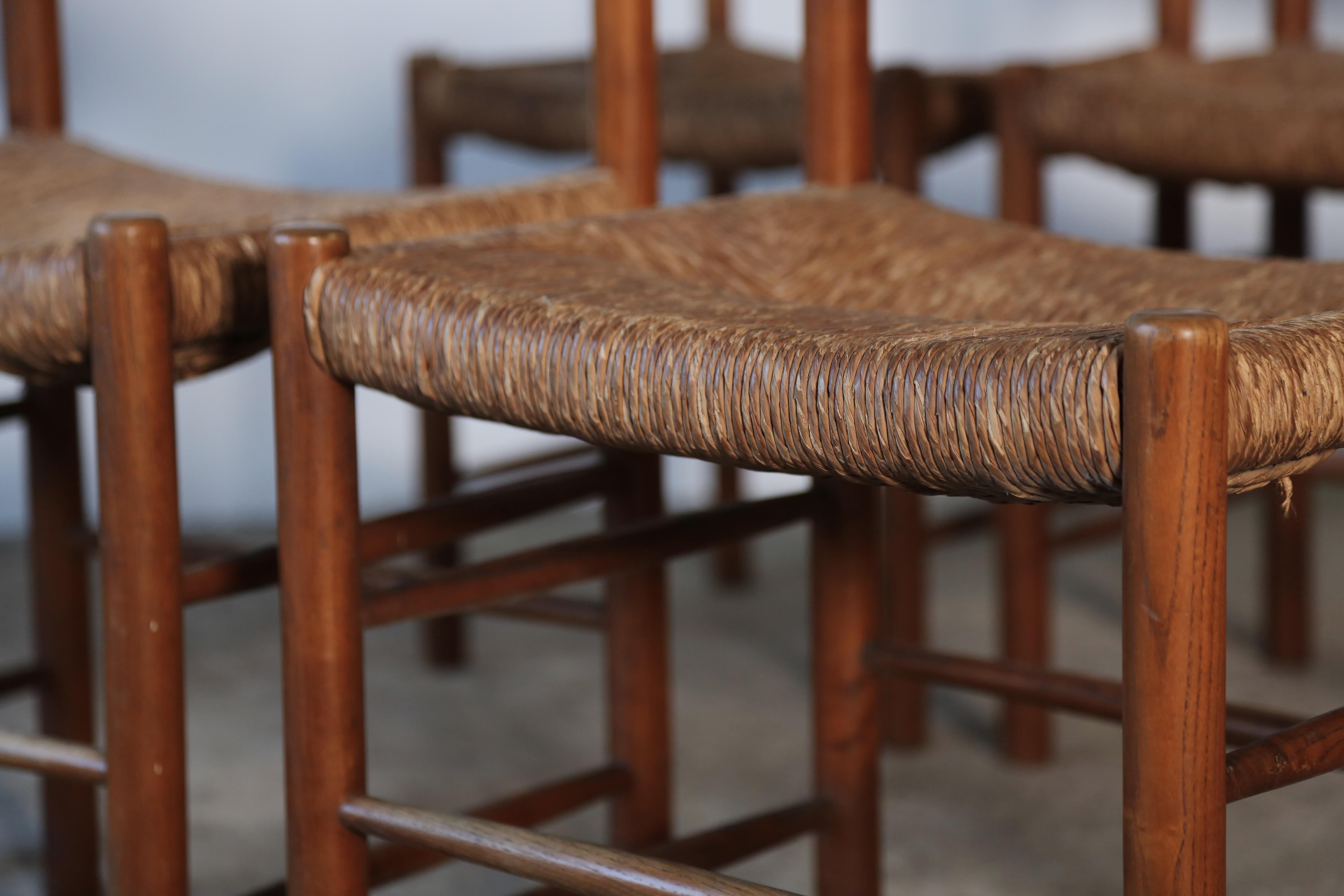 20th Century Set of 8 Charlotte Perriand / Robert Sentou Dordogne Chairs, France, 1960s For Sale