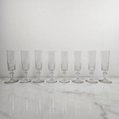 Set of 8 Charming French Hand-Blown Champagne Flutes, circa 1880