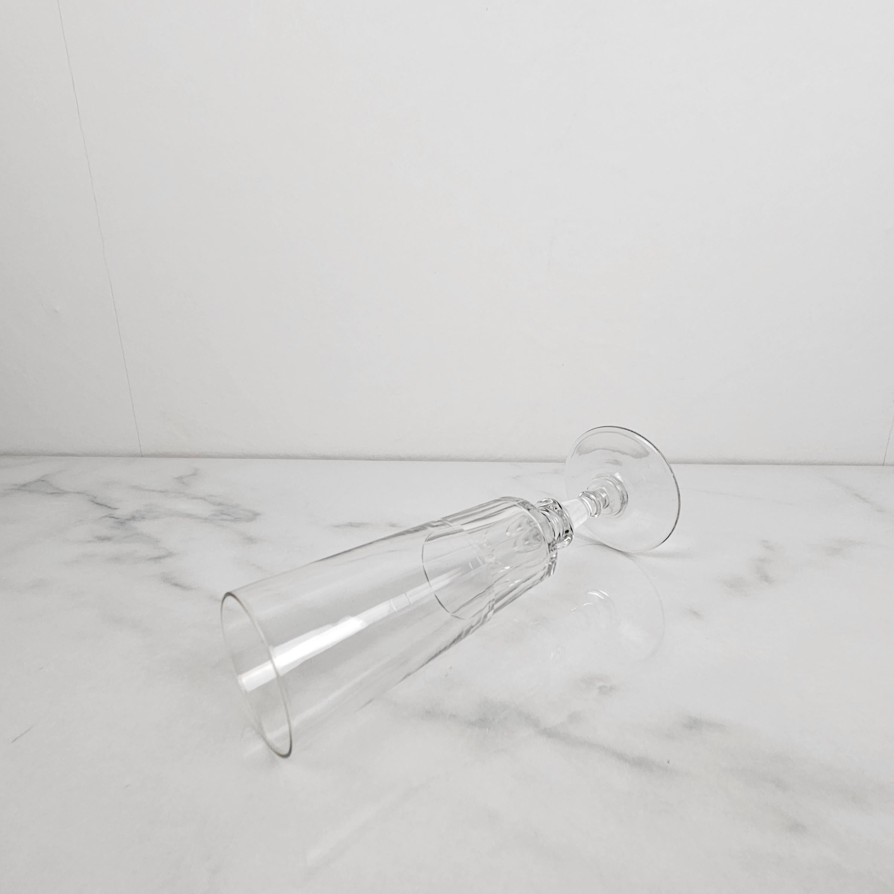 Blown Glass Set of 8 Charming French Hand-Blown Champagne Flutes, circa 1880 For Sale