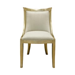 Set of 8 Chic Barrel Back Dining Chairs with Silver Leaf Frames, 1970s