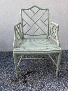 Set of 8 Chinese Chippendale Style Faux Bamboo Dining Chairs