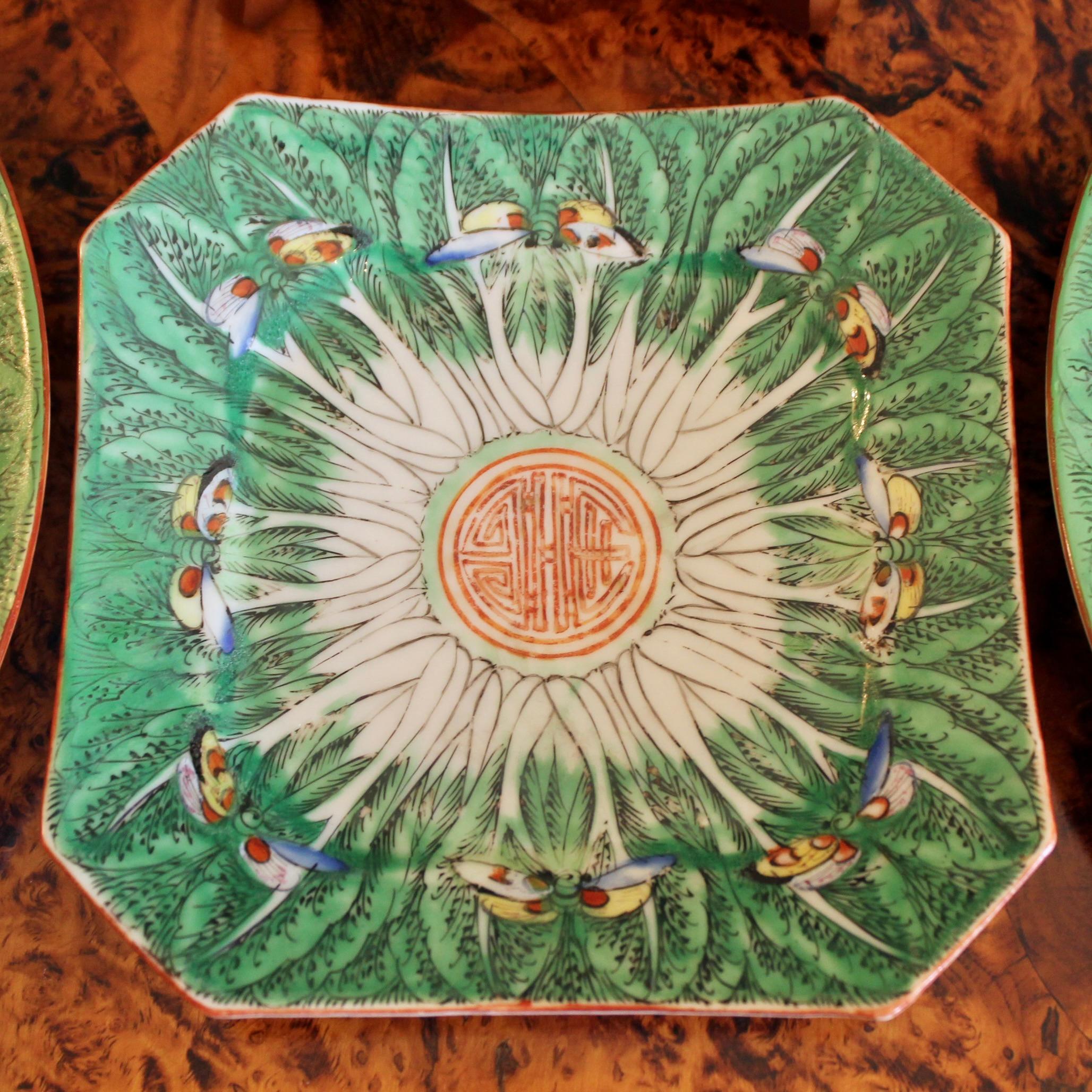 Set of 8 Chinese Export Green 