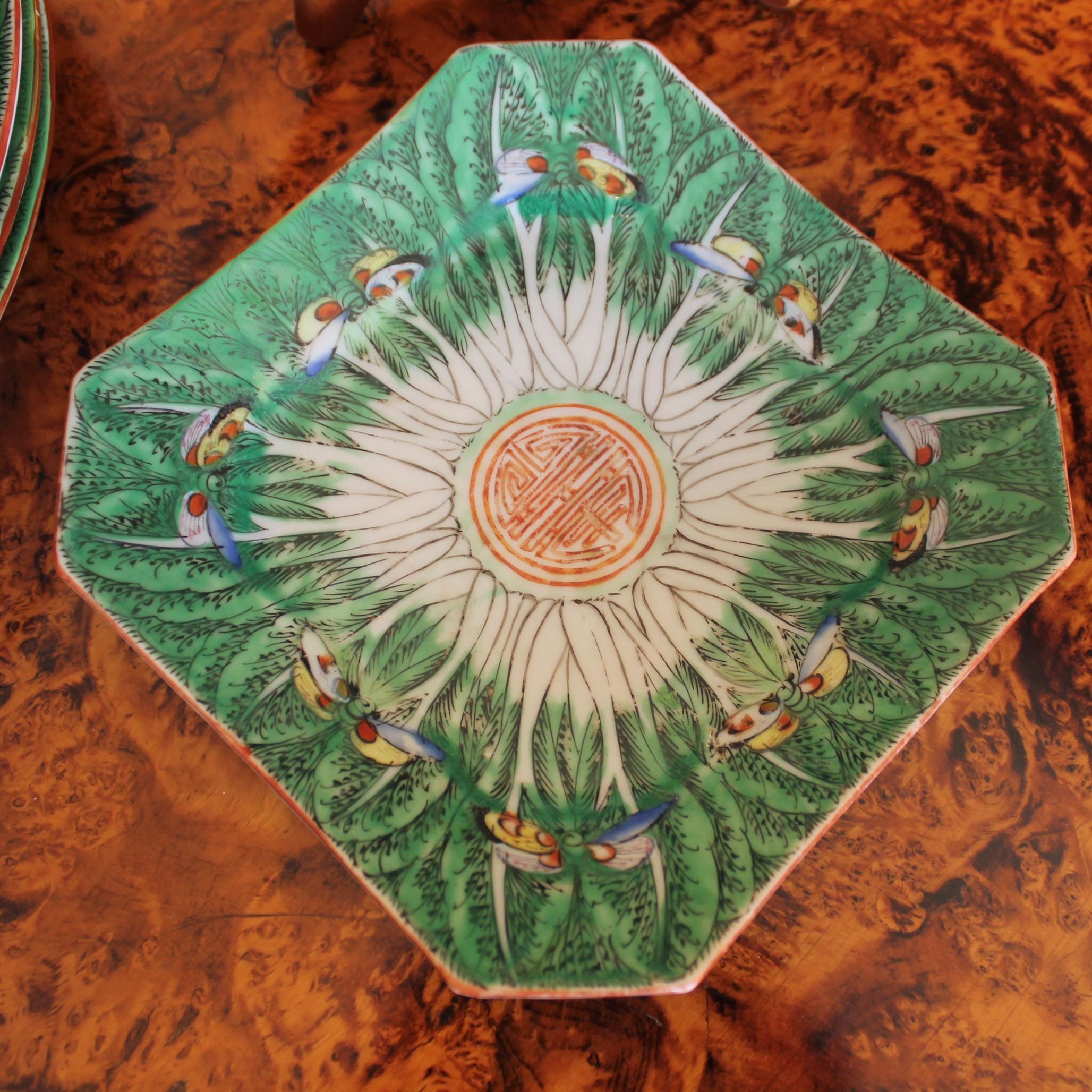 Set of 8 Chinese Export Green 