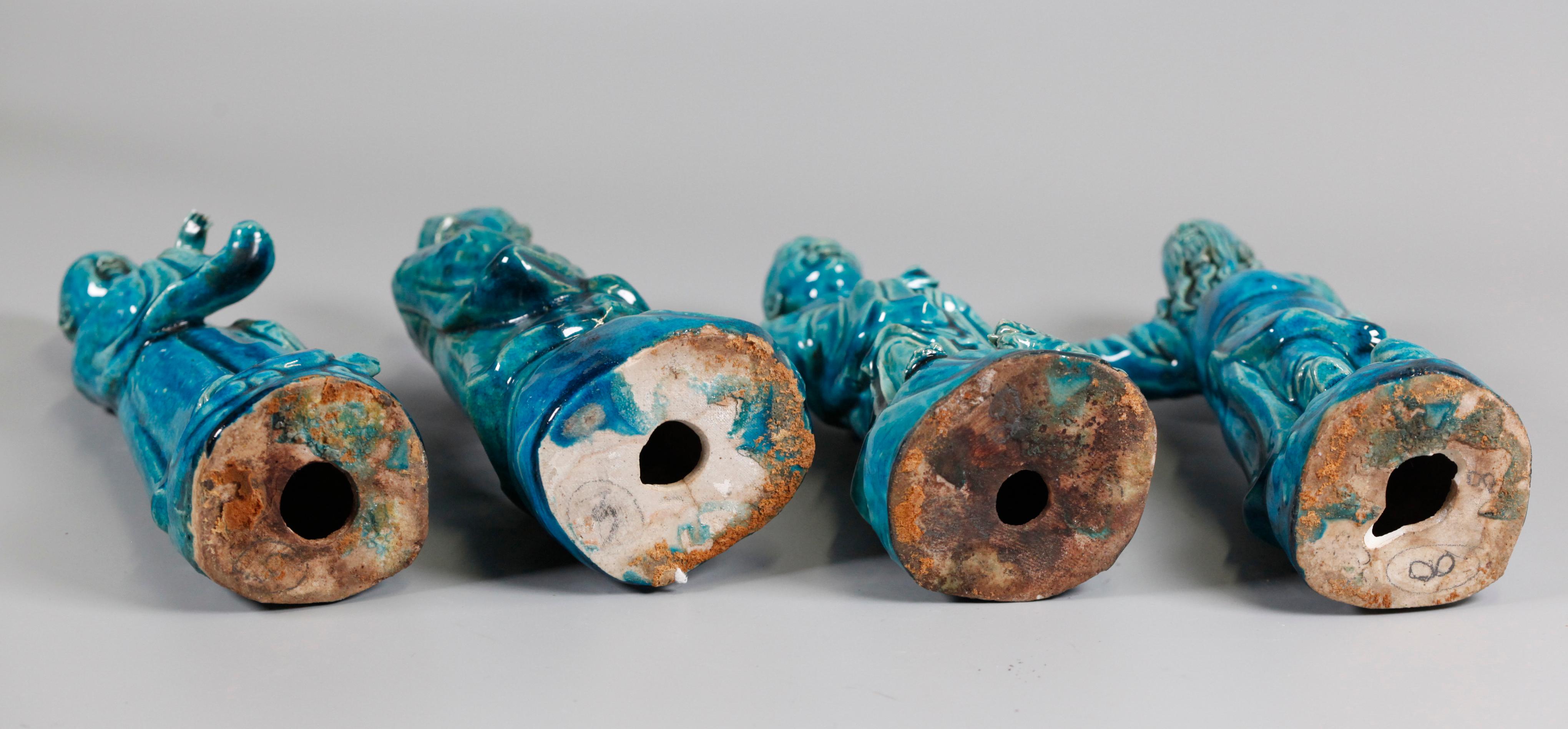 set of 8 Chinese turquoise glazed porcelain immortals, 19th c. For Sale 1