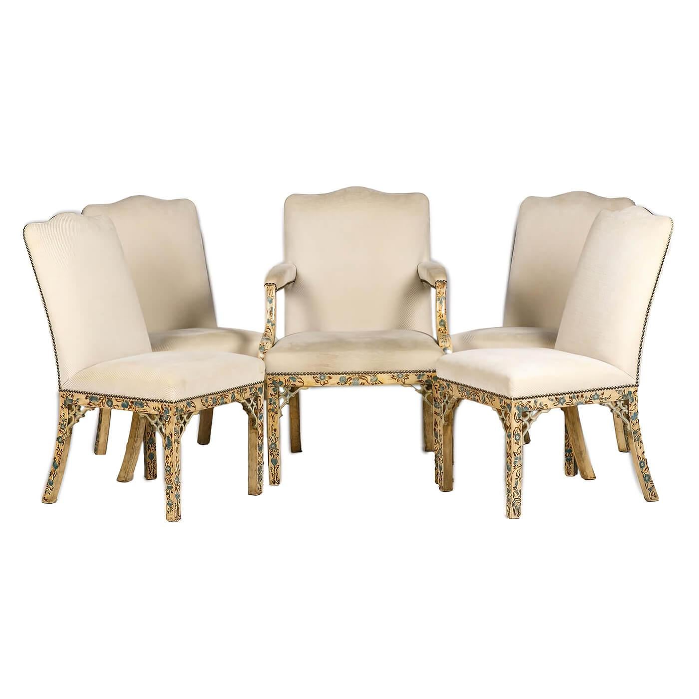 Wood Set of 8 Chippendale Dining Chairs
