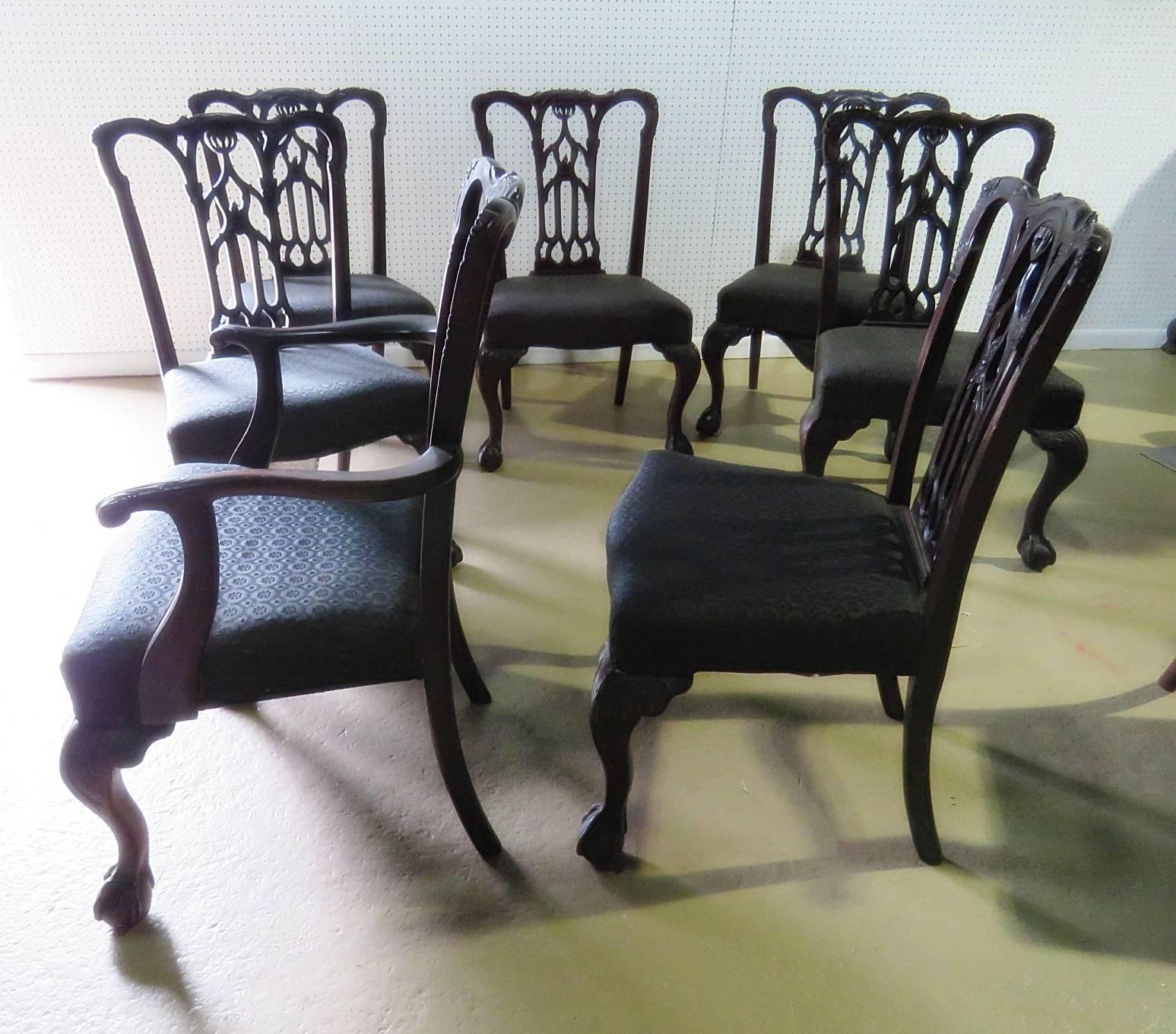 Set of Eight Chippendale Style Dining Chairs For Sale 4