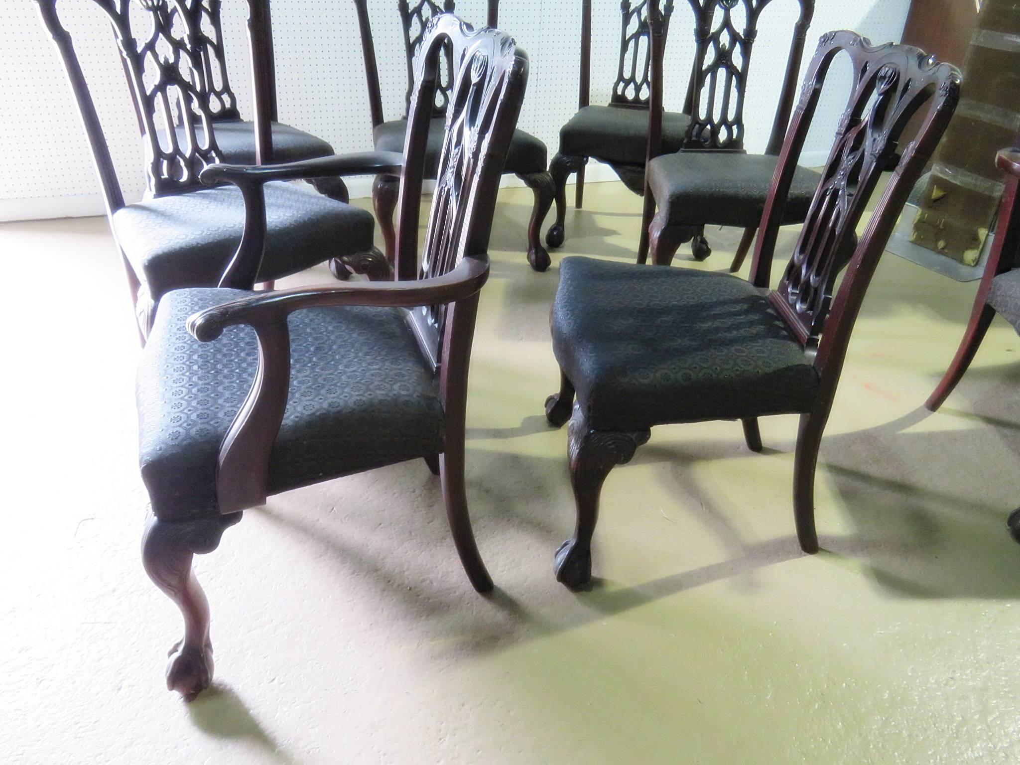 Set of Eight Chippendale Style Dining Chairs For Sale 5