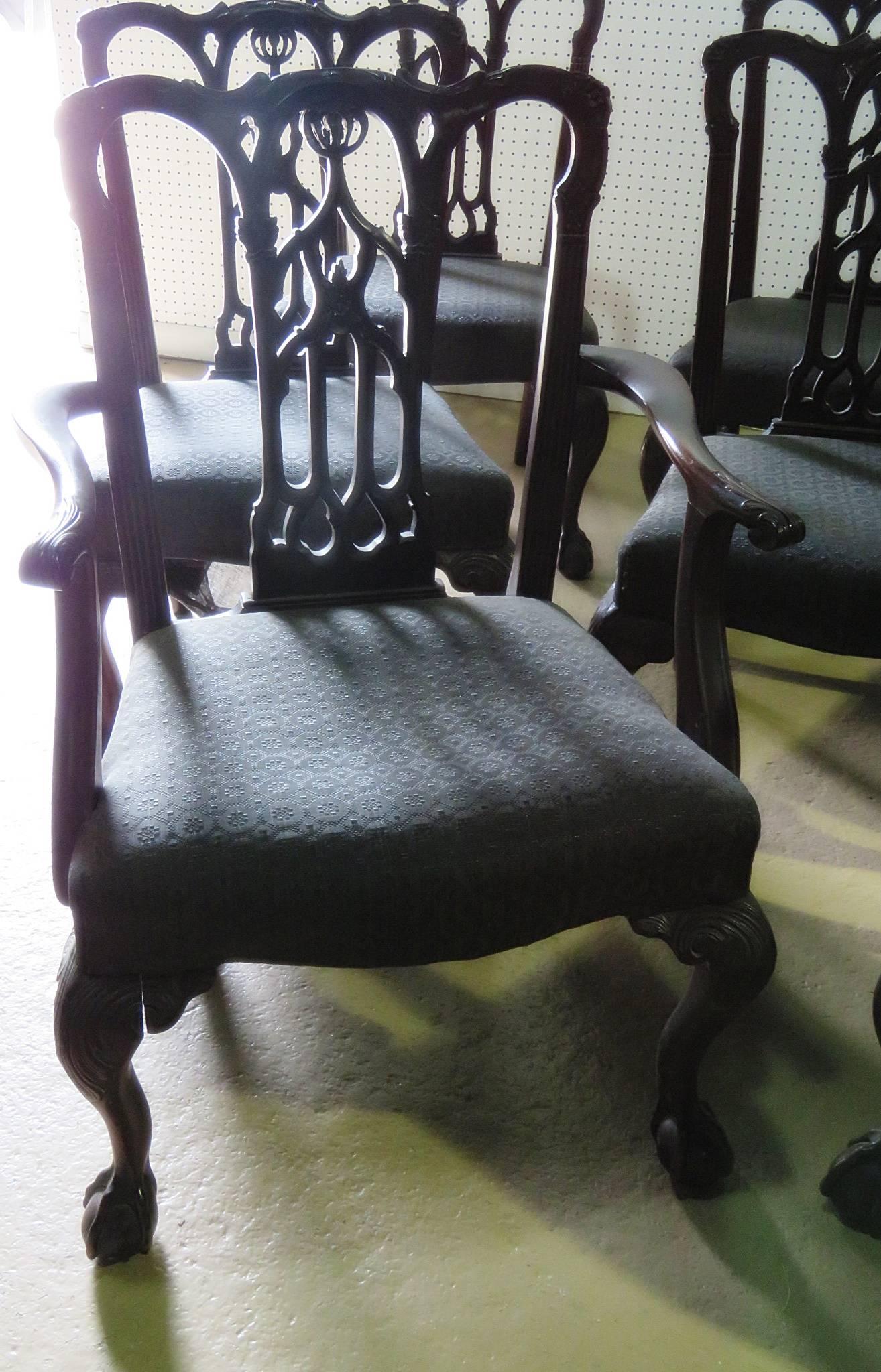 American Set of Eight Chippendale Style Dining Chairs For Sale