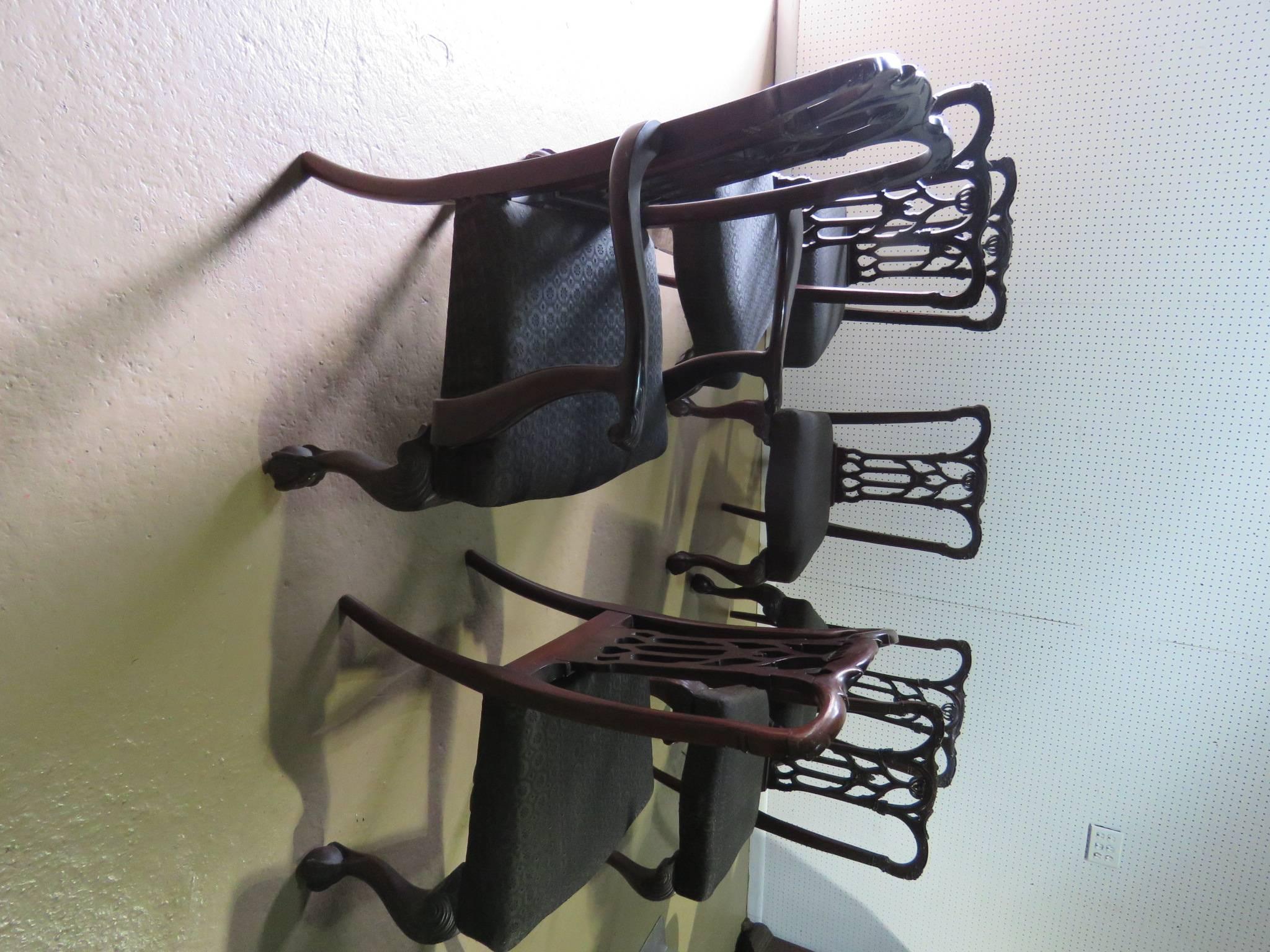 Set of Eight Chippendale Style Dining Chairs For Sale 1