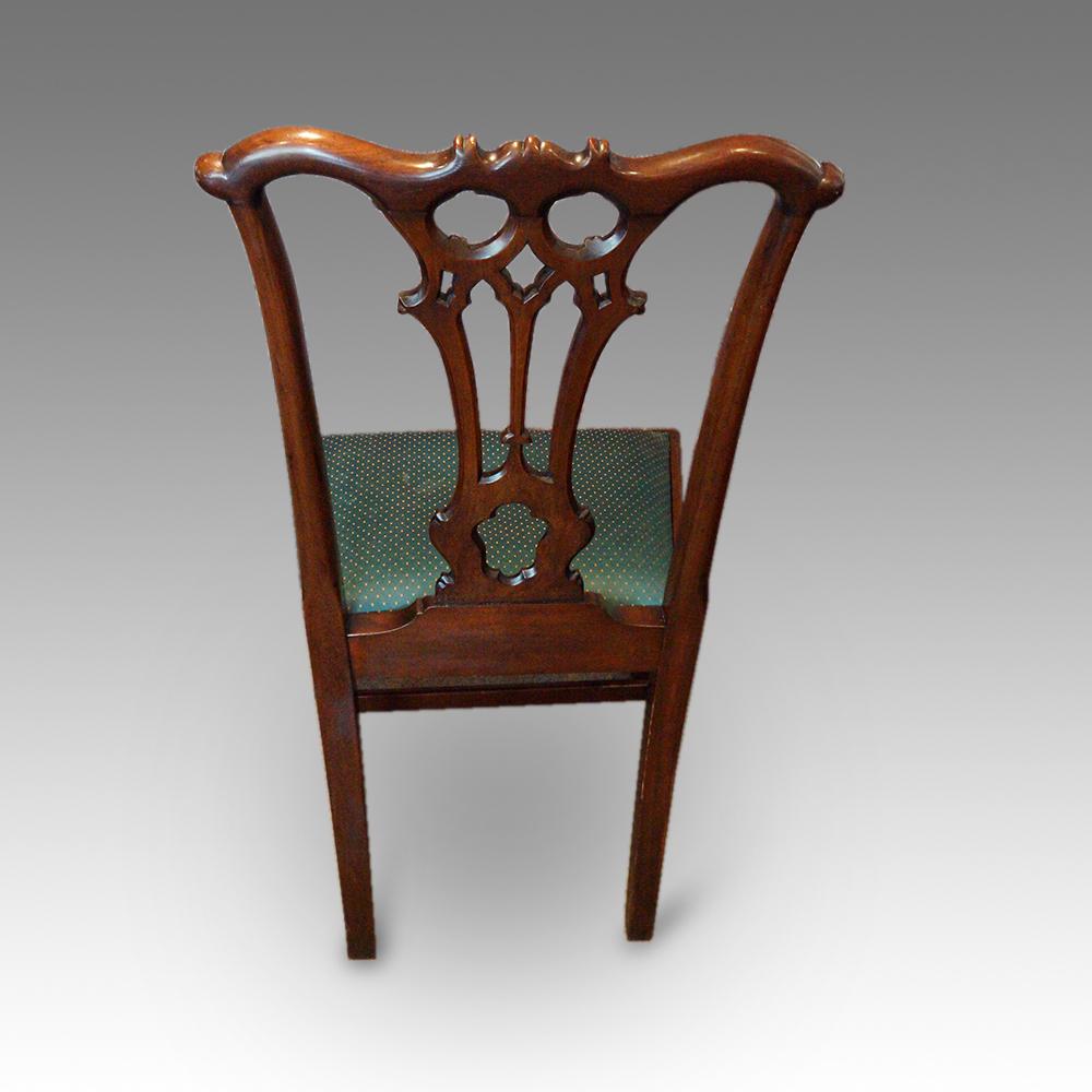 Set of 8 English Chippendale superior mahogany Dining Chairs, circa 1910 2