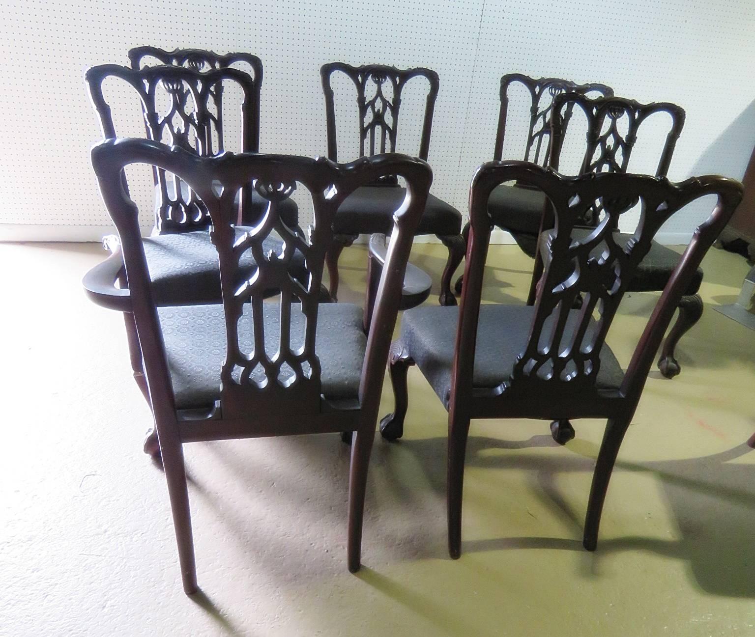 Set of Eight Chippendale Style Dining Chairs For Sale 3