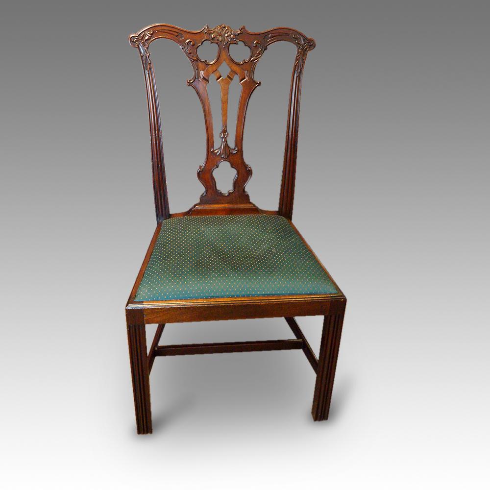 Set of 8 English Chippendale superior mahogany Dining Chairs, circa 1910 4