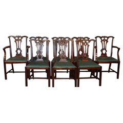 Set of 8 English Chippendale superior mahogany Dining Chairs, circa 1910