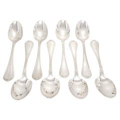 Set von 8 Christofle Oceana Sterlingsilber-Dessert-/Oval-Suppenlöffeln 7 1/2