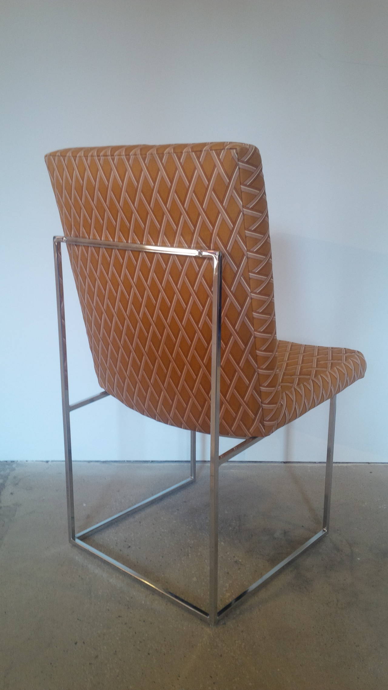 Lucidato Set di 8 sedie da pranzo cromate di Milo Baughman per Thayer Coggin, COM in vendita