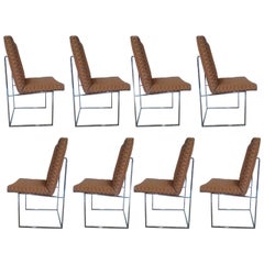 Set of 8 Chrome Dining Chairs by Milo Baughman for Thayer Coggin in COM