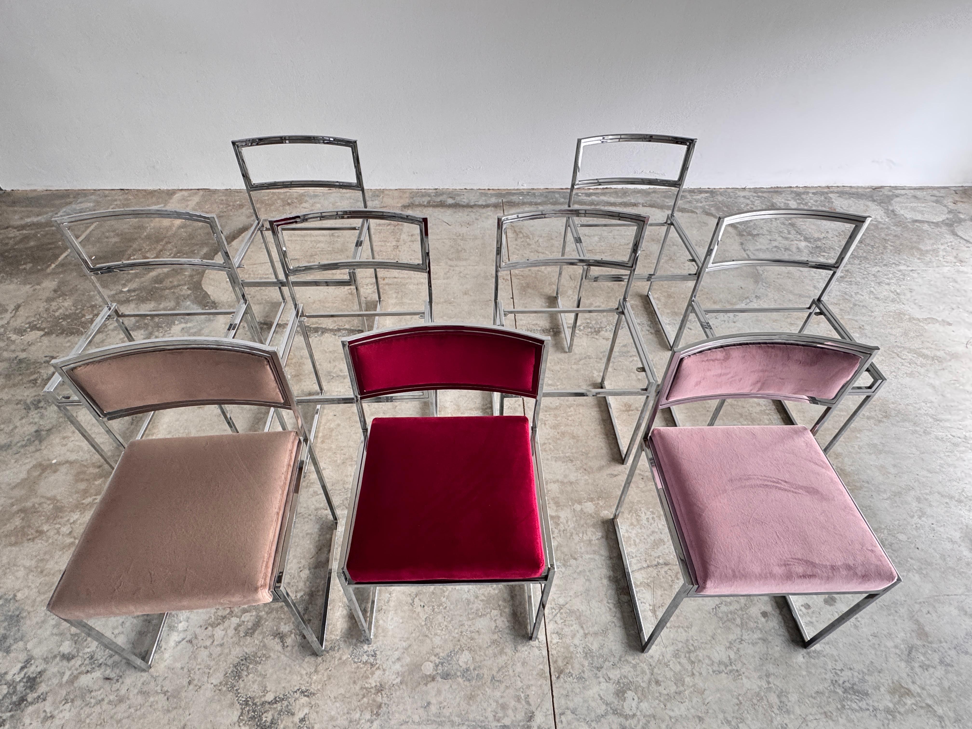 Set of 8 Chrome & Velvet 