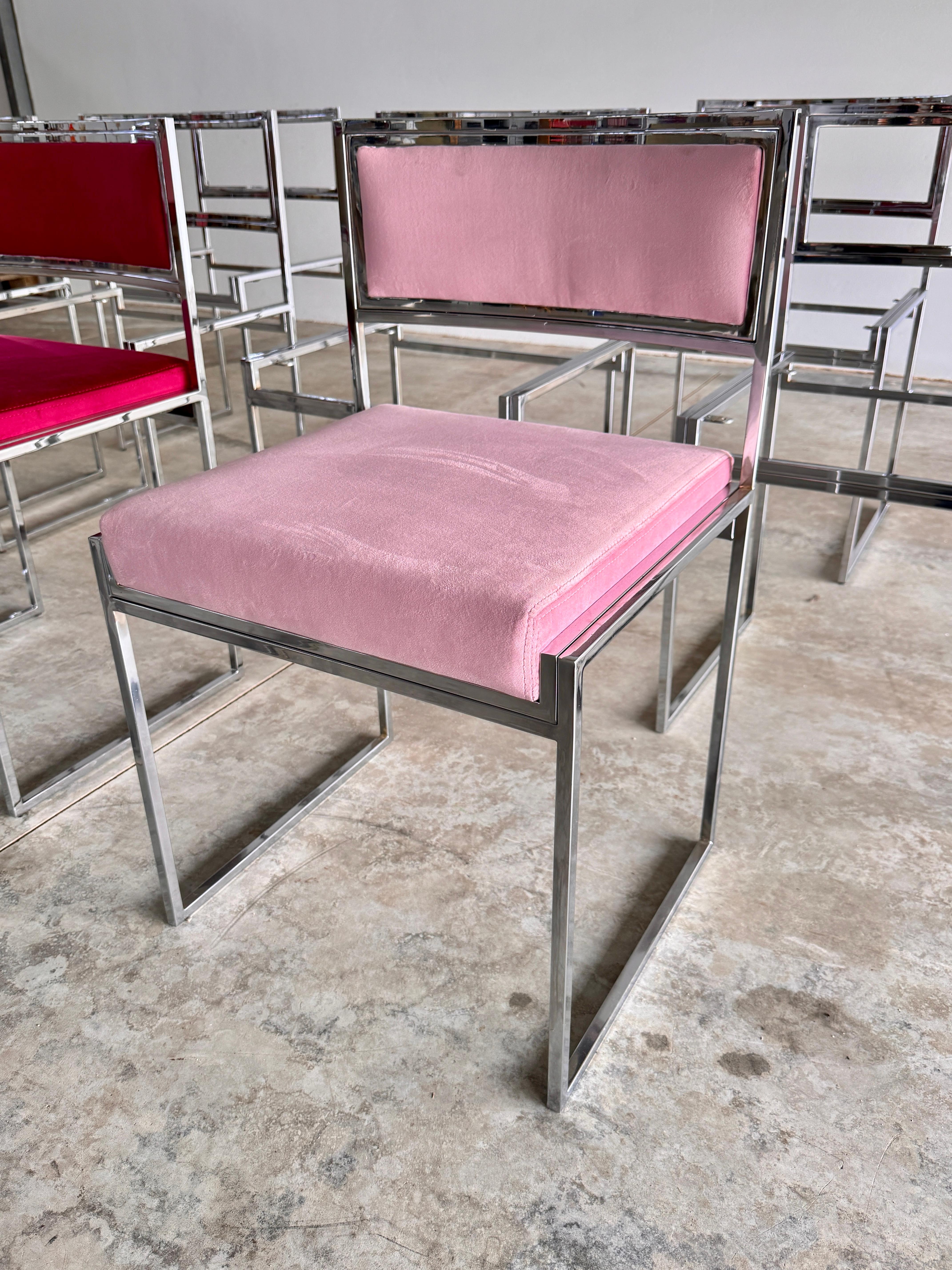 Set of 8 Chrome & Velvet 