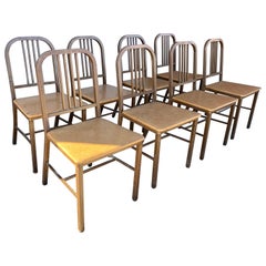 Ensemble de 8 chaises d'appoint classiques en métal industriel fabriquées par HARD MFG CO