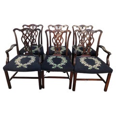 Set of 8 Classically Beautiful Antique Carved Mahogany Chippendale Dining Chairs