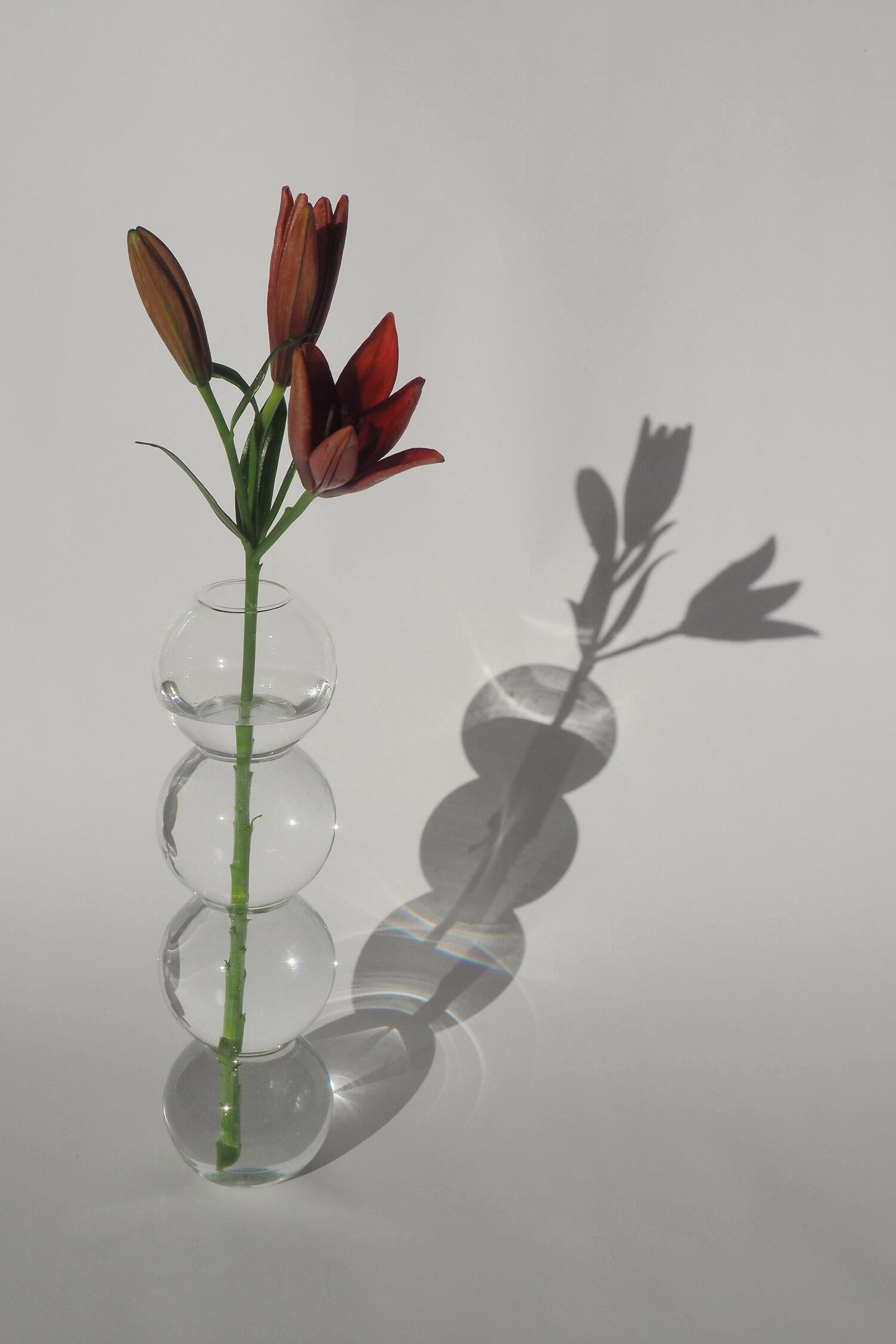 A set of 8 clear bubble vases by Valeria Vasi
Handmade in Barcelona, 2021
Materials: glass
Dimensions: 38 x 10 cm
Also available in: teal, pink, blue. 

A sculptural vase entirely crafted in Barcelona by a skillful local artisan using a glass