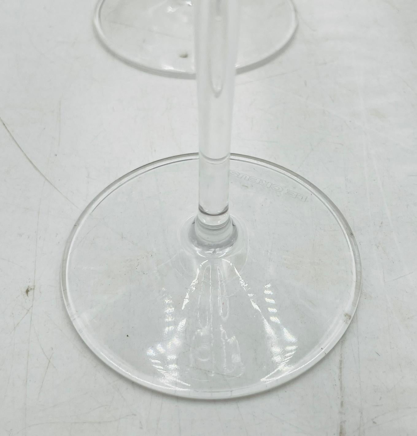 Set of 8 Clear Crystal Champagne Flutes by Le Creuset, France For Sale 3