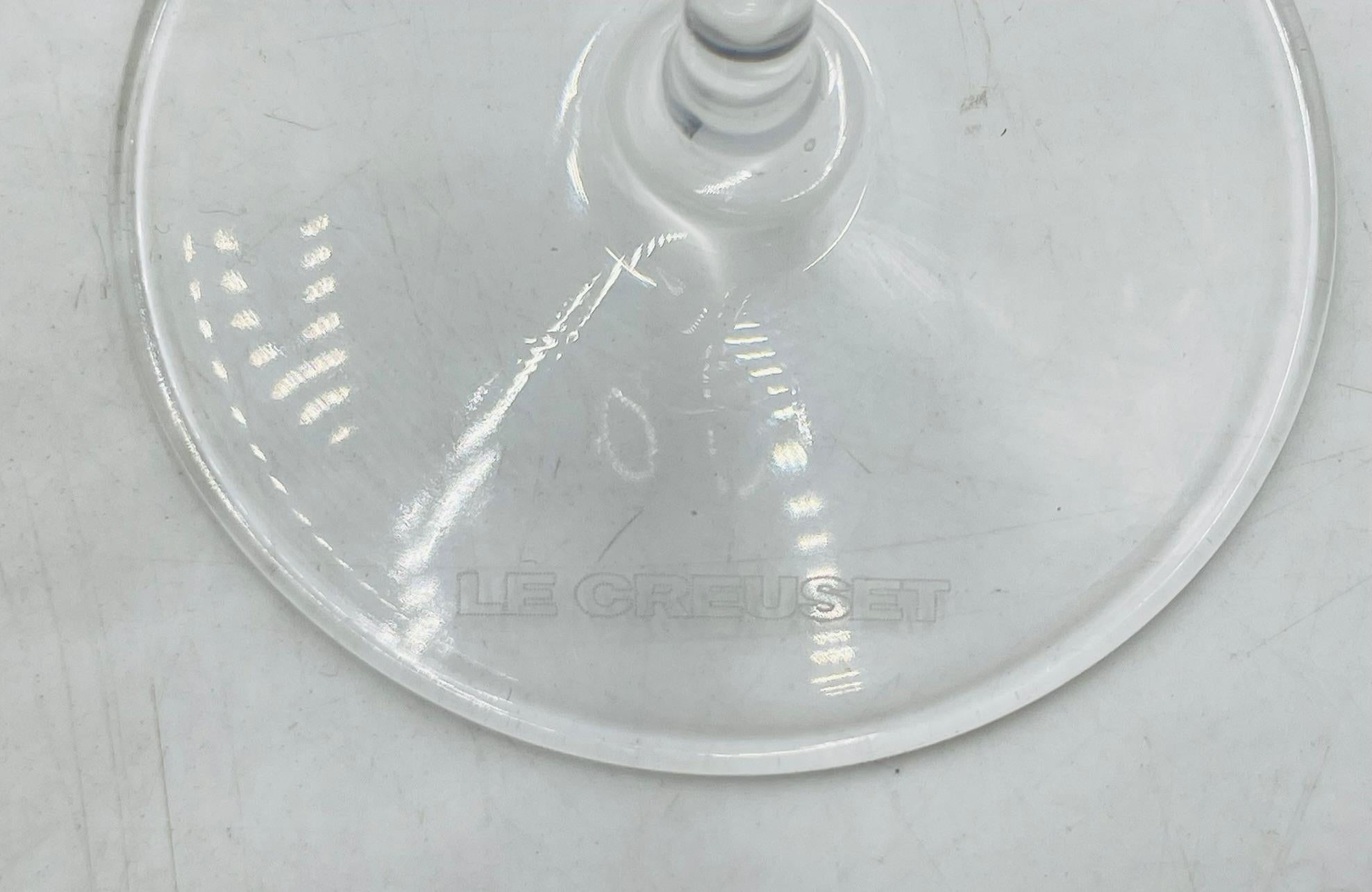 Set of 8 Clear Crystal Champagne Flutes by Le Creuset, France In Good Condition For Sale In Los Angeles, CA
