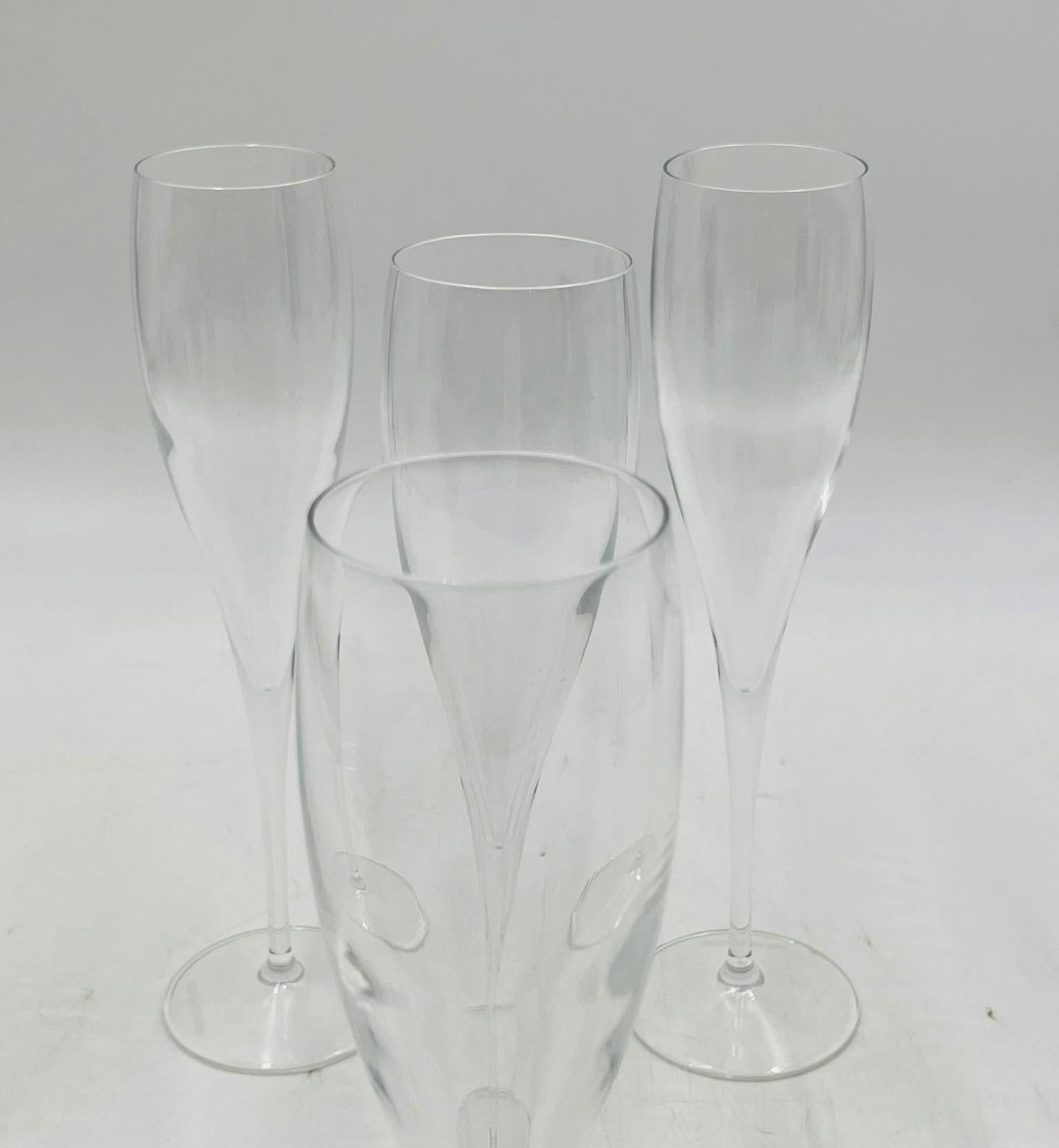 Set of 8 Clear Crystal Champagne Flutes by Le Creuset, France For Sale 1
