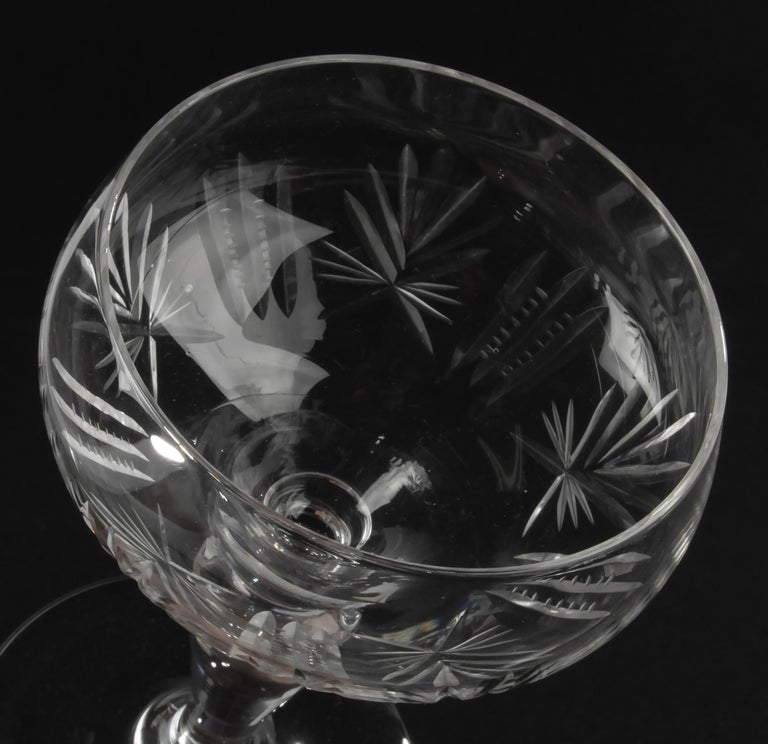 Set of 8 Clear Crystal Champagne Glasses For Sale at 1stDibs