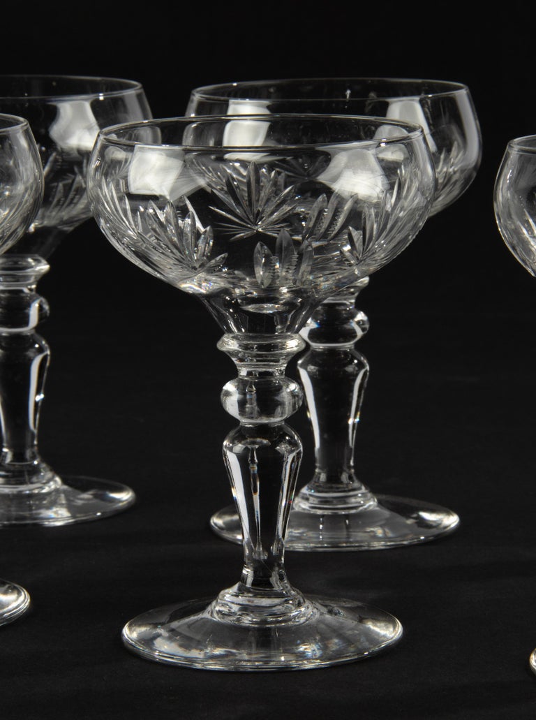 Set of 8 Clear Crystal Champagne Glasses For Sale at 1stDibs