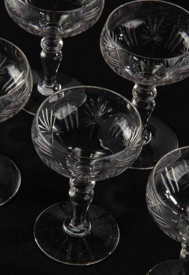 Set of 8 Clear Crystal Champagne Glasses For Sale at 1stDibs