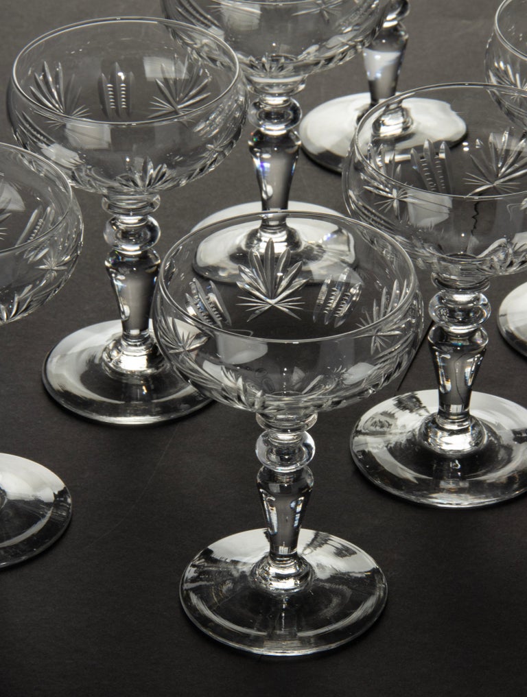 Set of 8 Clear Crystal Champagne Glasses For Sale at 1stDibs