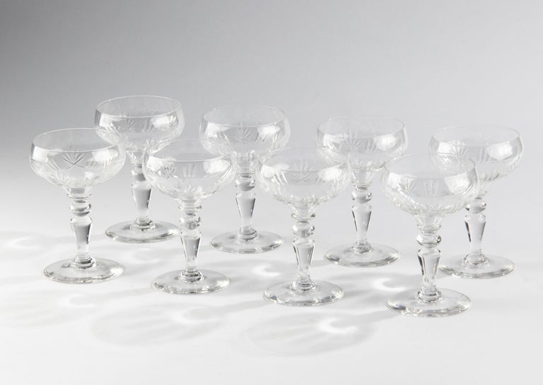 Set of 8 Clear Crystal Champagne Glasses For Sale at 1stDibs