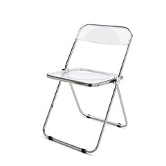 Set di 8 sedie italiane "Plia" con struttura in lucite trasparente e cromo per Castelli, anni '70