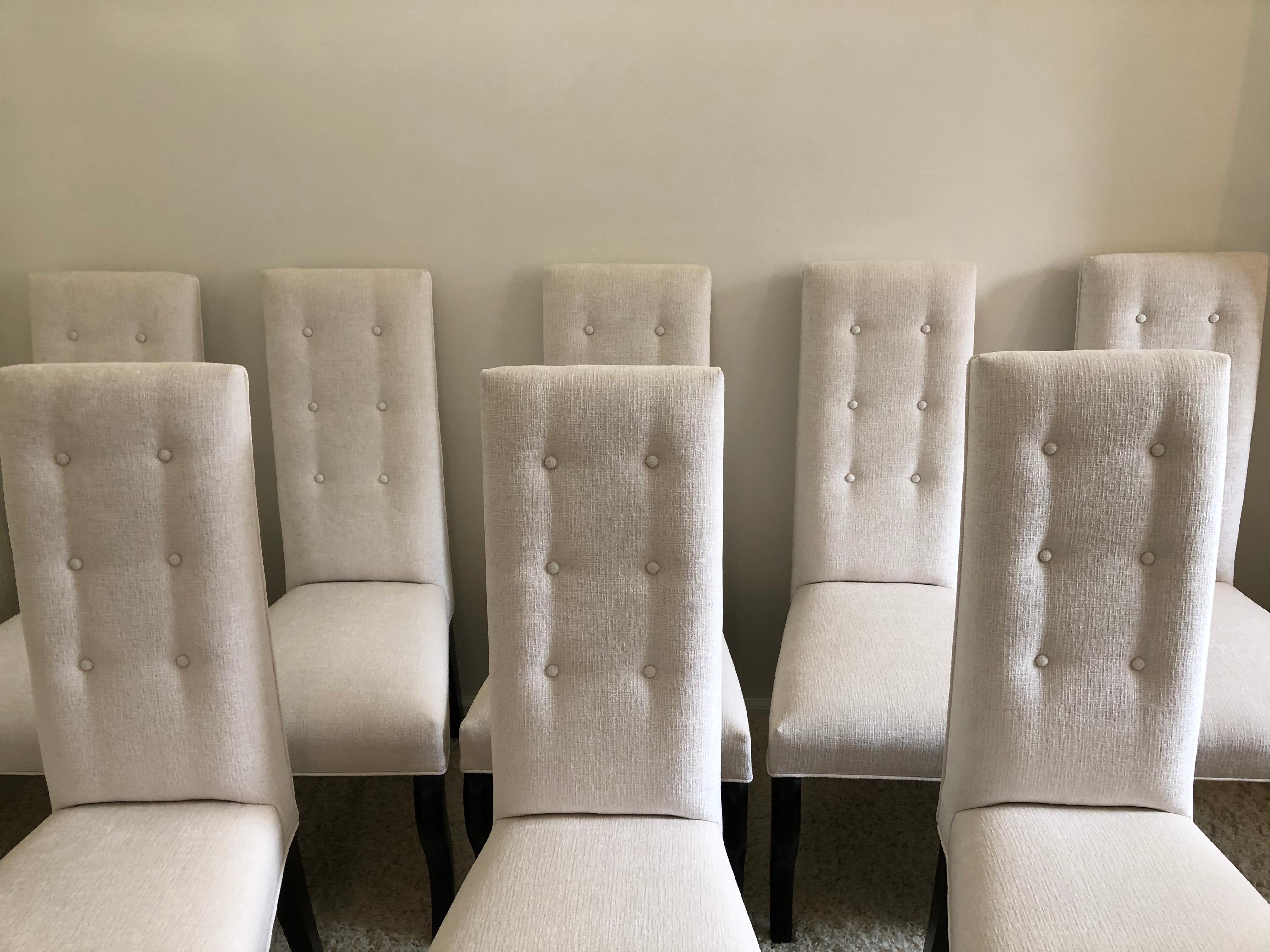 Mid-Century Modern Set of 8 Cleopatra Black Leg High Back Dining Chairs