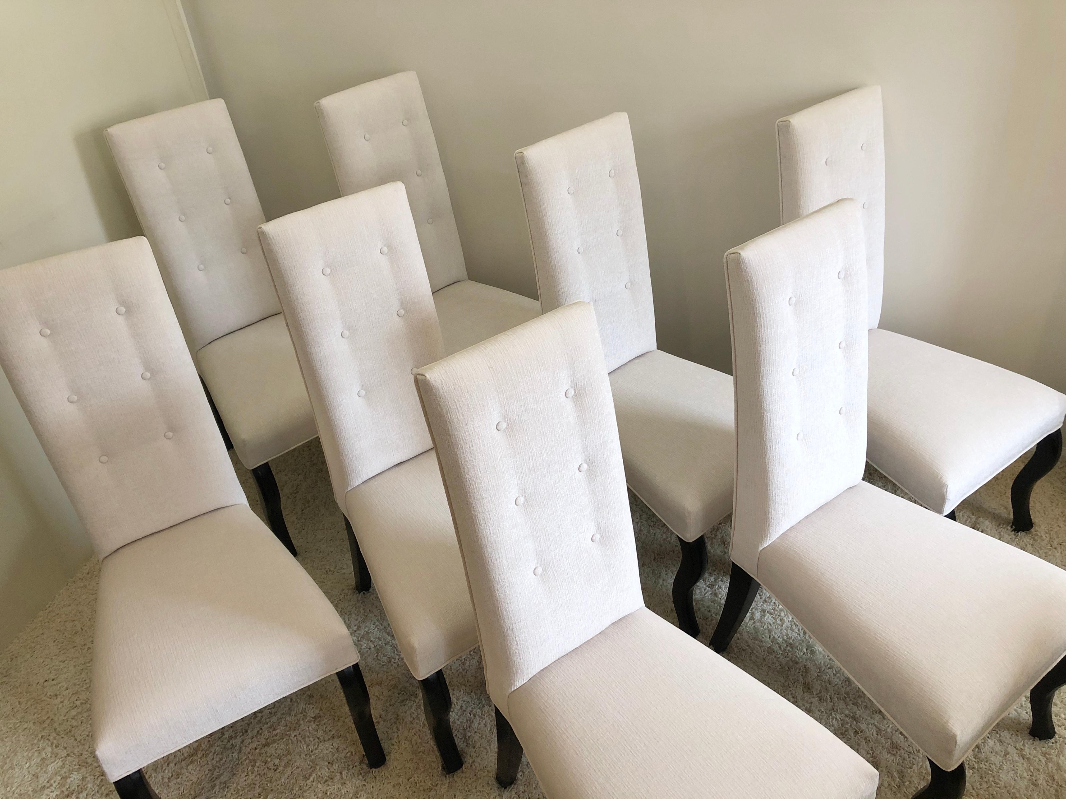 Set of 8 Cleopatra Black Leg High Back Dining Chairs In Good Condition In Westport, CT