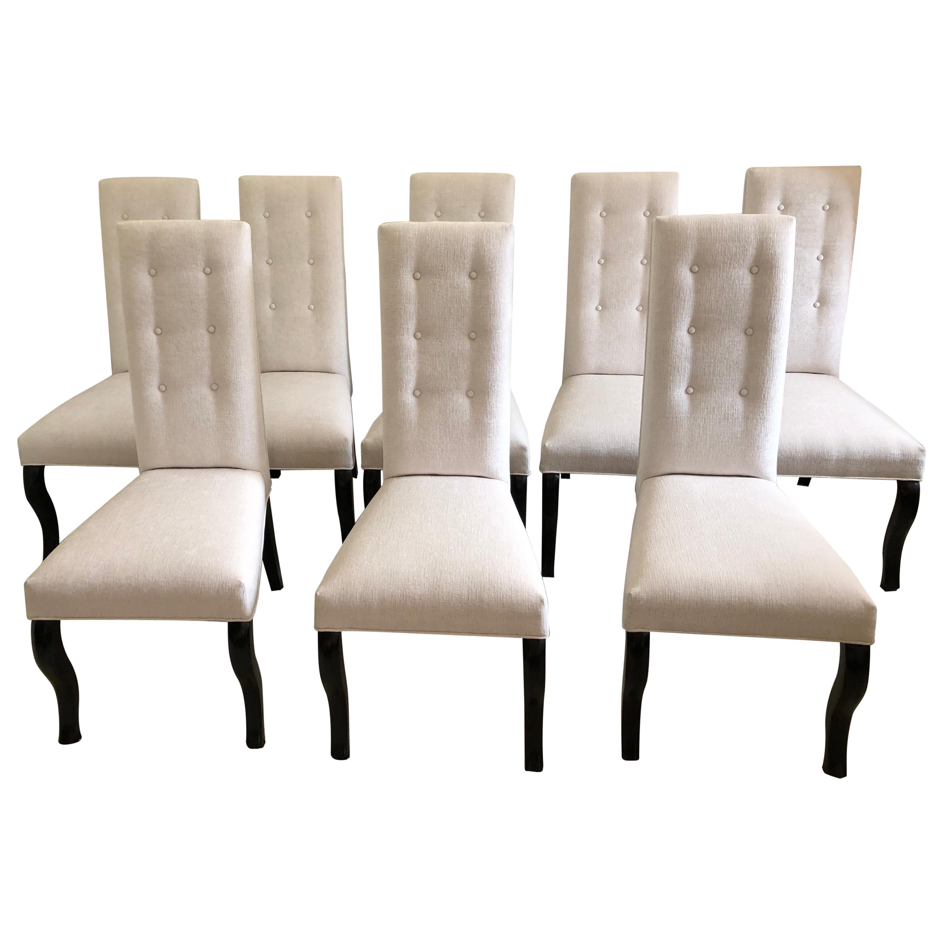Set of 8 Cleopatra Black Leg High Back Dining Chairs