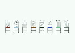 Satz von 8 Collezione Surrealista-Stühlen mit Kissen von Qvinto Studio