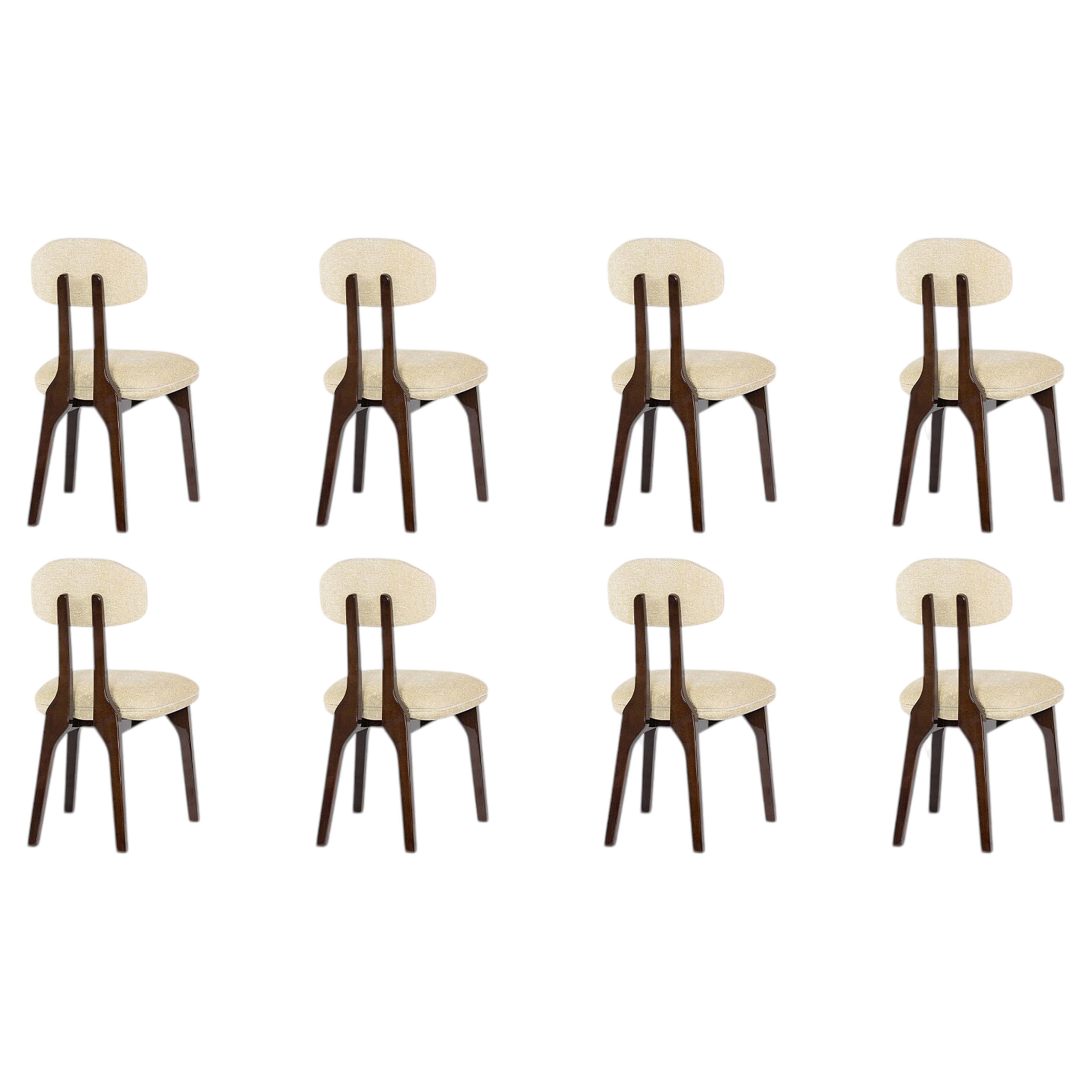 Lot de 8 chaises de salle à manger contemporaines en hêtre chenillé Silhouette par InsidherLand