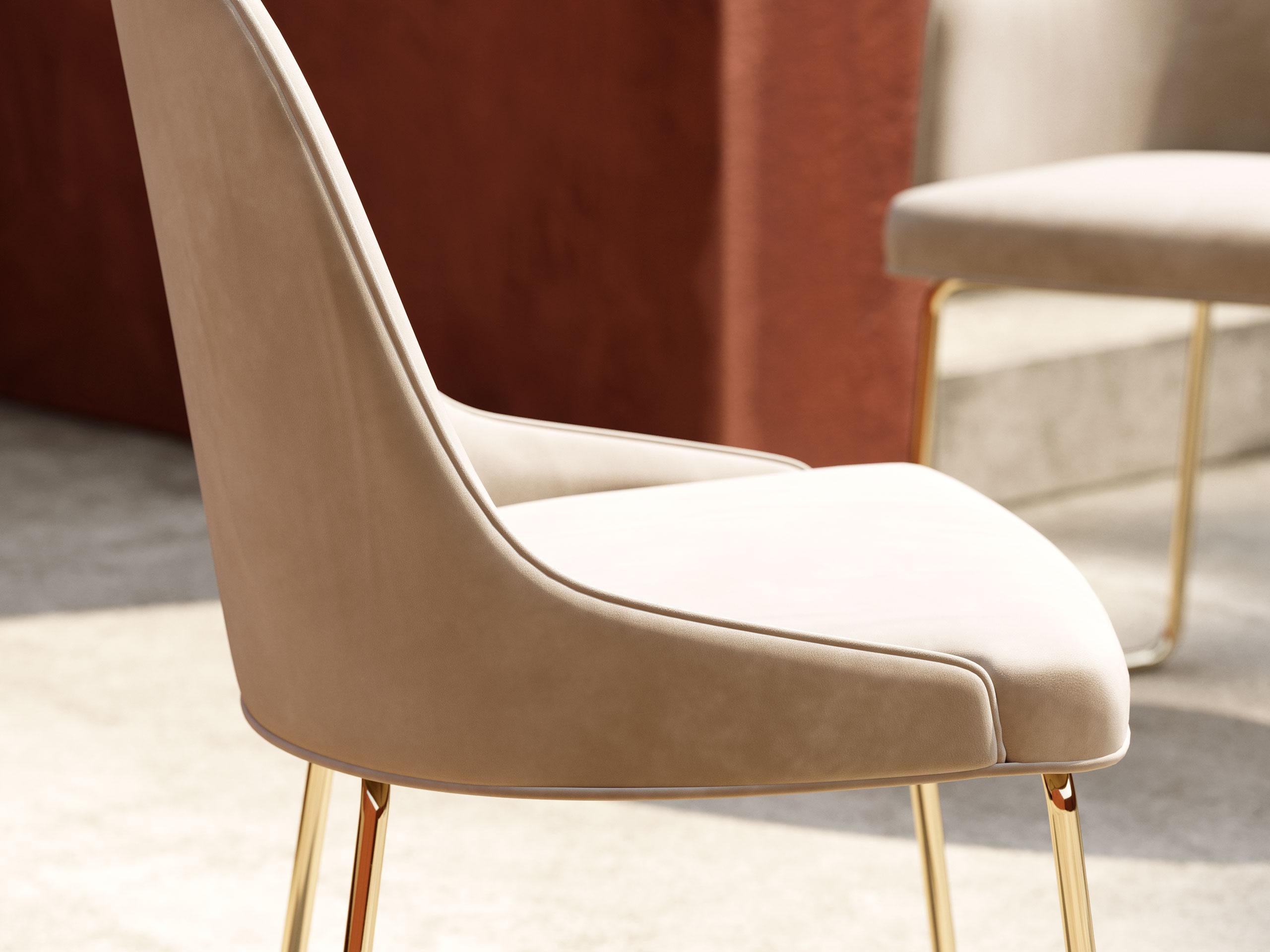 Modern Set of 8 Contemporary Dining Chairs, Champagne/Gold