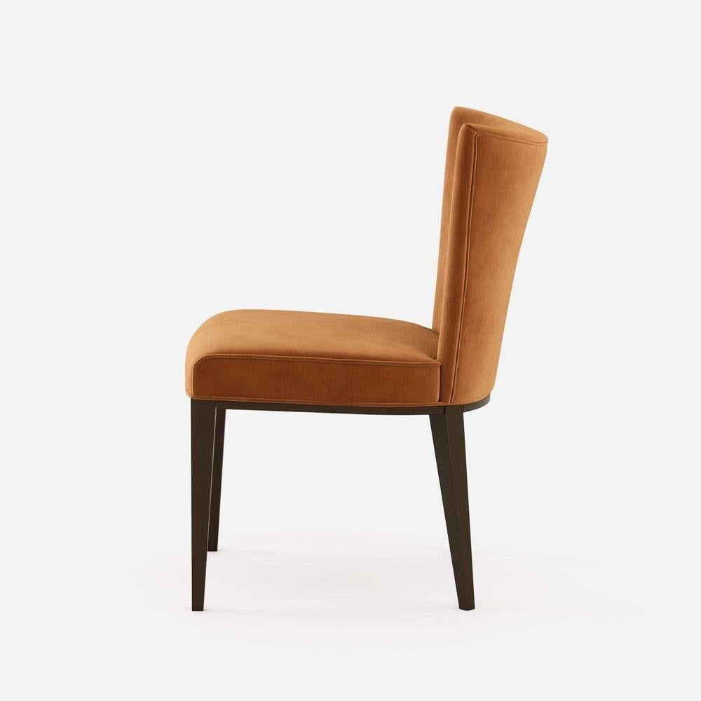 Modern Set of 8 Contemporary Dining Chairs Upholstered in Brick Velvet For Sale