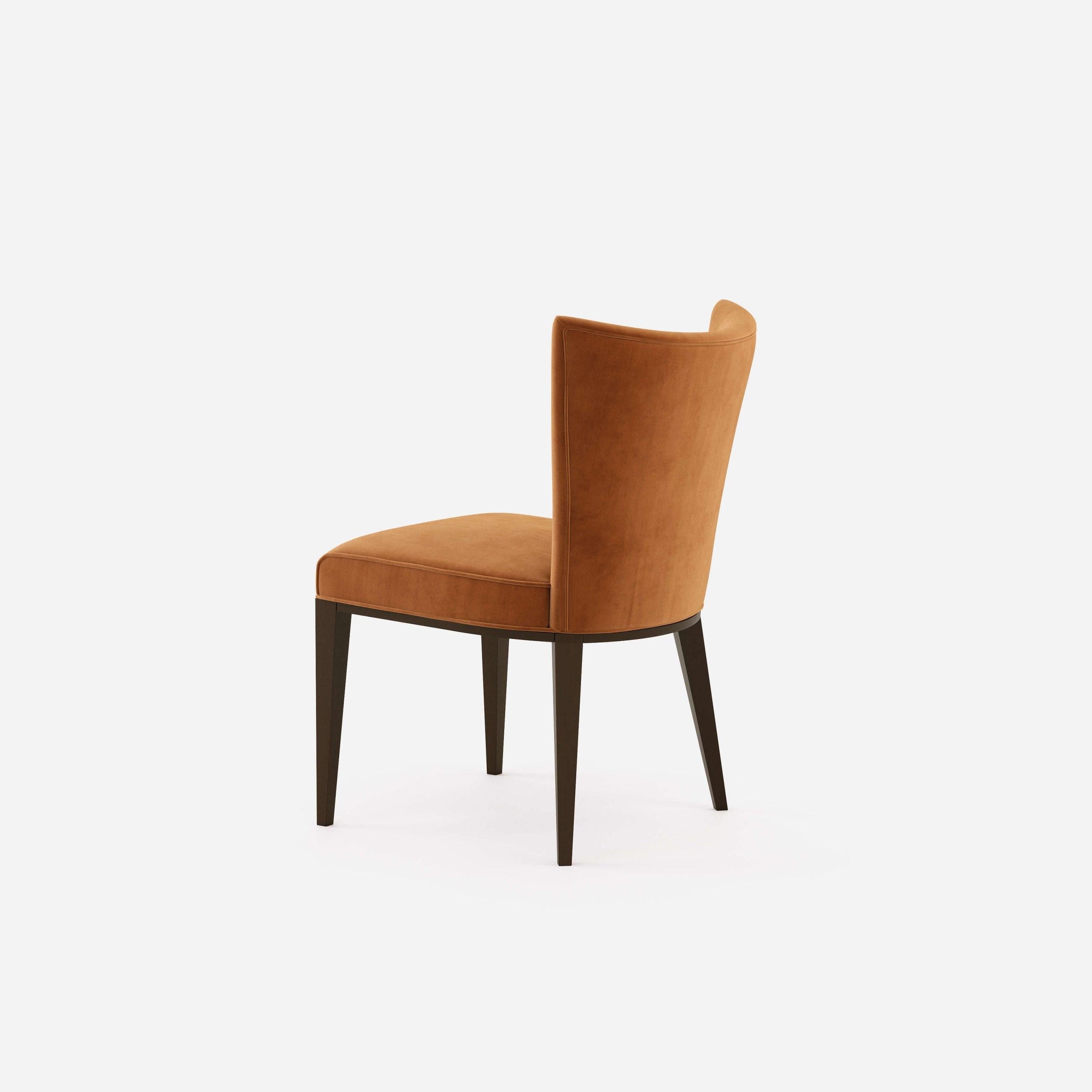 Fabric Set of 8 Contemporary Dining Chairs Upholstered in Brick Velvet For Sale
