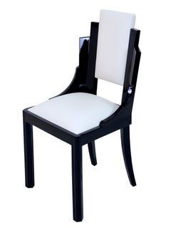 Set of 8 Contemporary Dining Room Chairs in Black in the Style of Art Deco